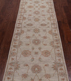 Ivory Peshawar Hand Knotted Wool Runner Rug - 2' 7" X 9' 10"