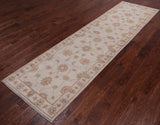 Ivory Peshawar Hand Knotted Wool Runner Rug - 2' 7" X 9' 10"