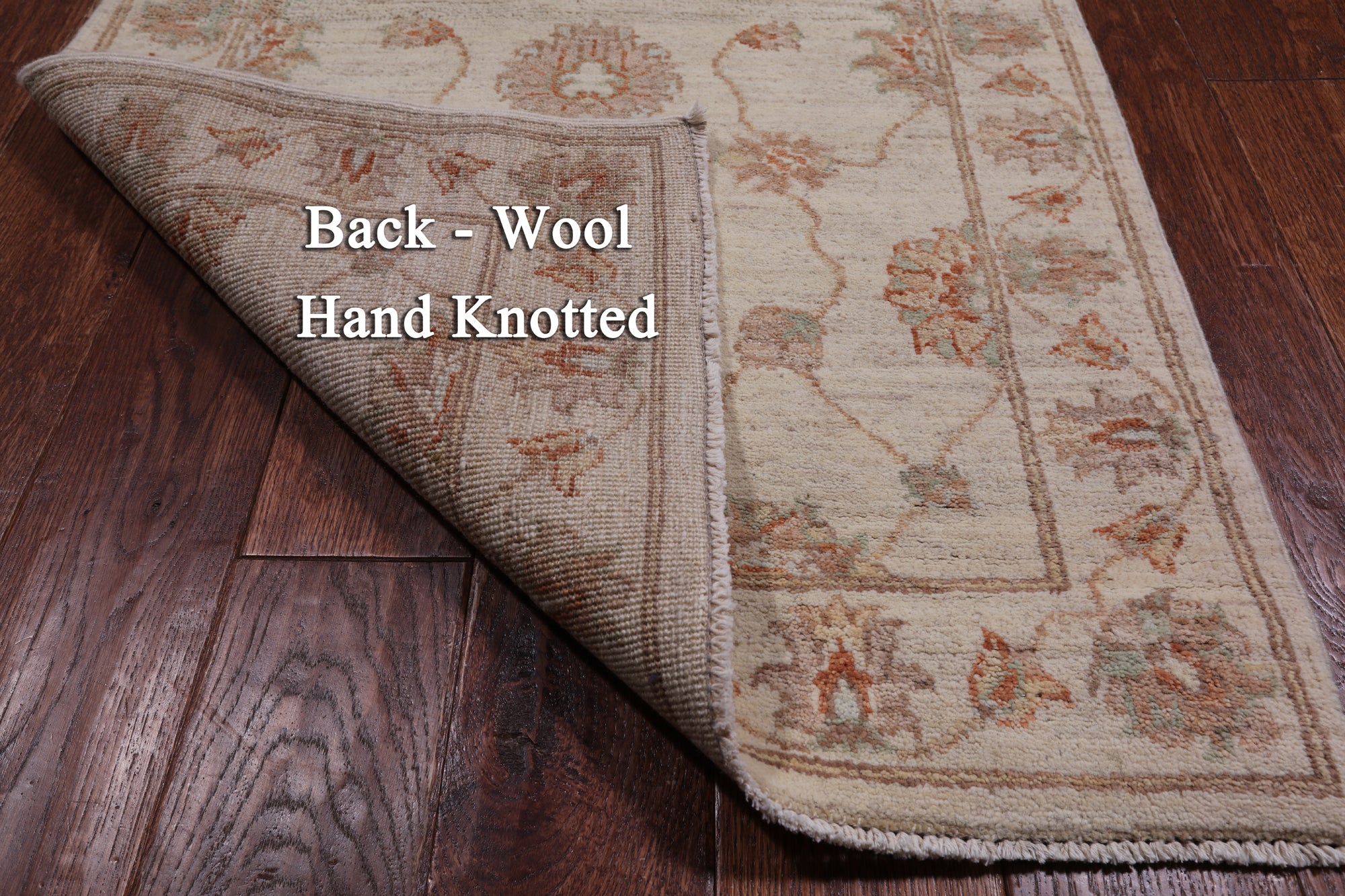 Ivory Peshawar Hand Knotted Wool Runner Rug - 2' 7" X 9' 10"