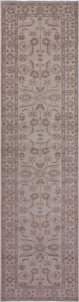 Ivory Peshawar Hand Knotted Wool Runner Rug - 2' 7" X 9' 9"
