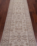Ivory Peshawar Hand Knotted Wool Runner Rug - 2' 7" X 9' 9"