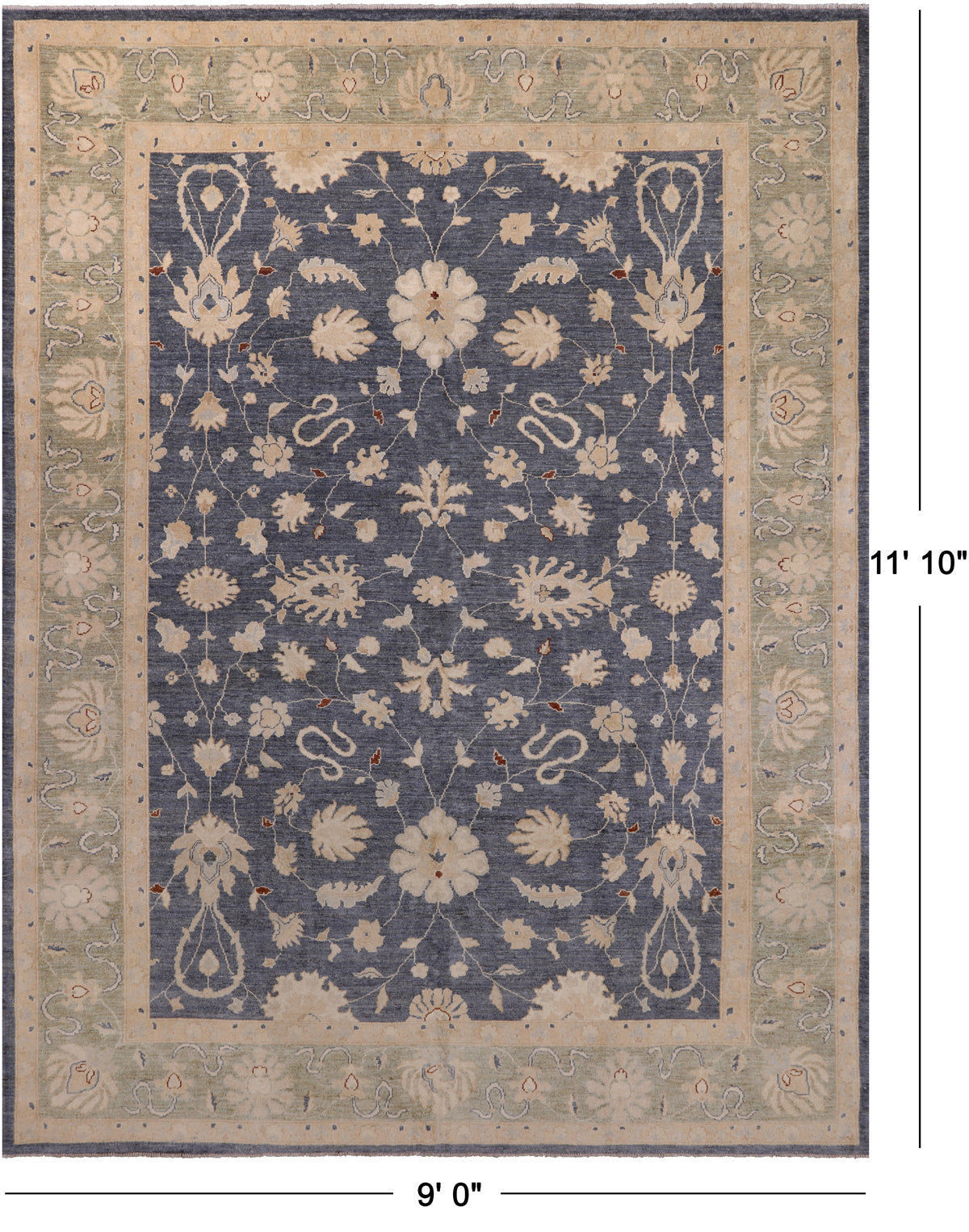 Turkish Oushak Wool Hand Knotted Area Rug - 9' 0" X 11' 10"