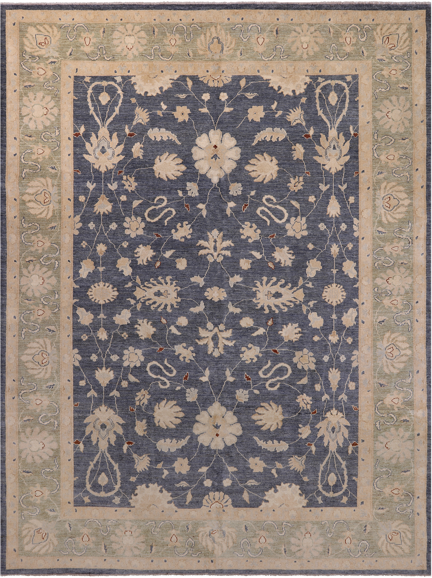 Turkish Oushak Wool Hand Knotted Area Rug - 9' 0" X 11' 10"