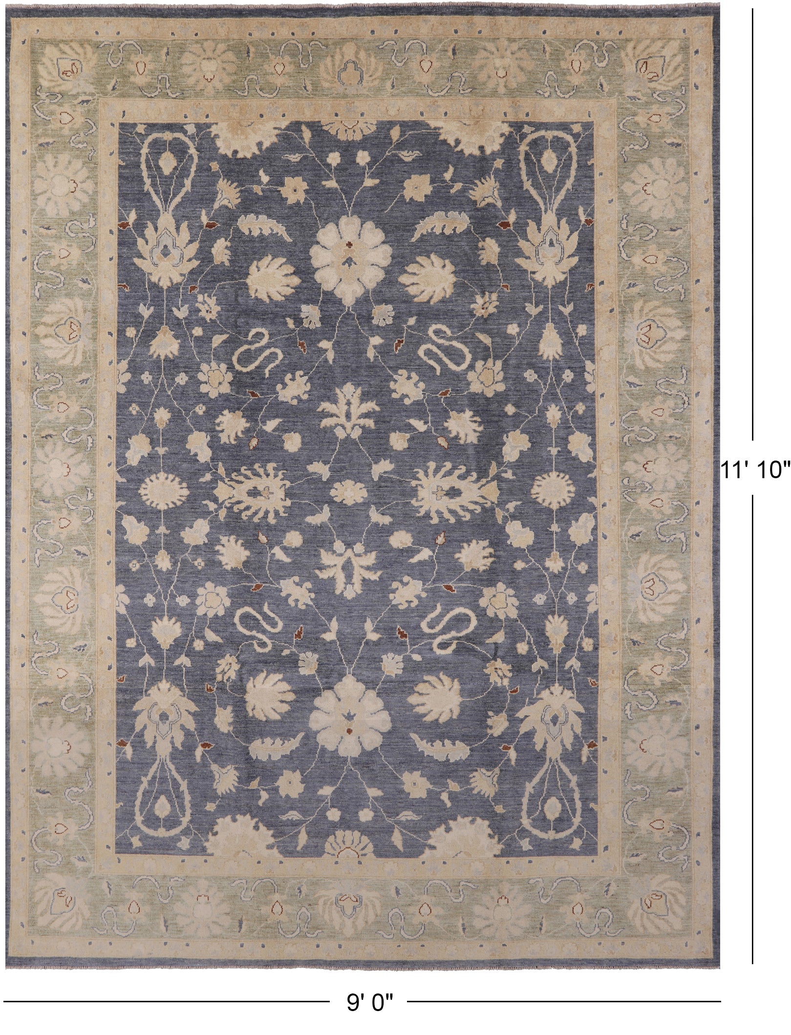 Turkish Oushak Wool Hand Knotted Area Rug - 9' 0" X 11' 10" - Golden Nile