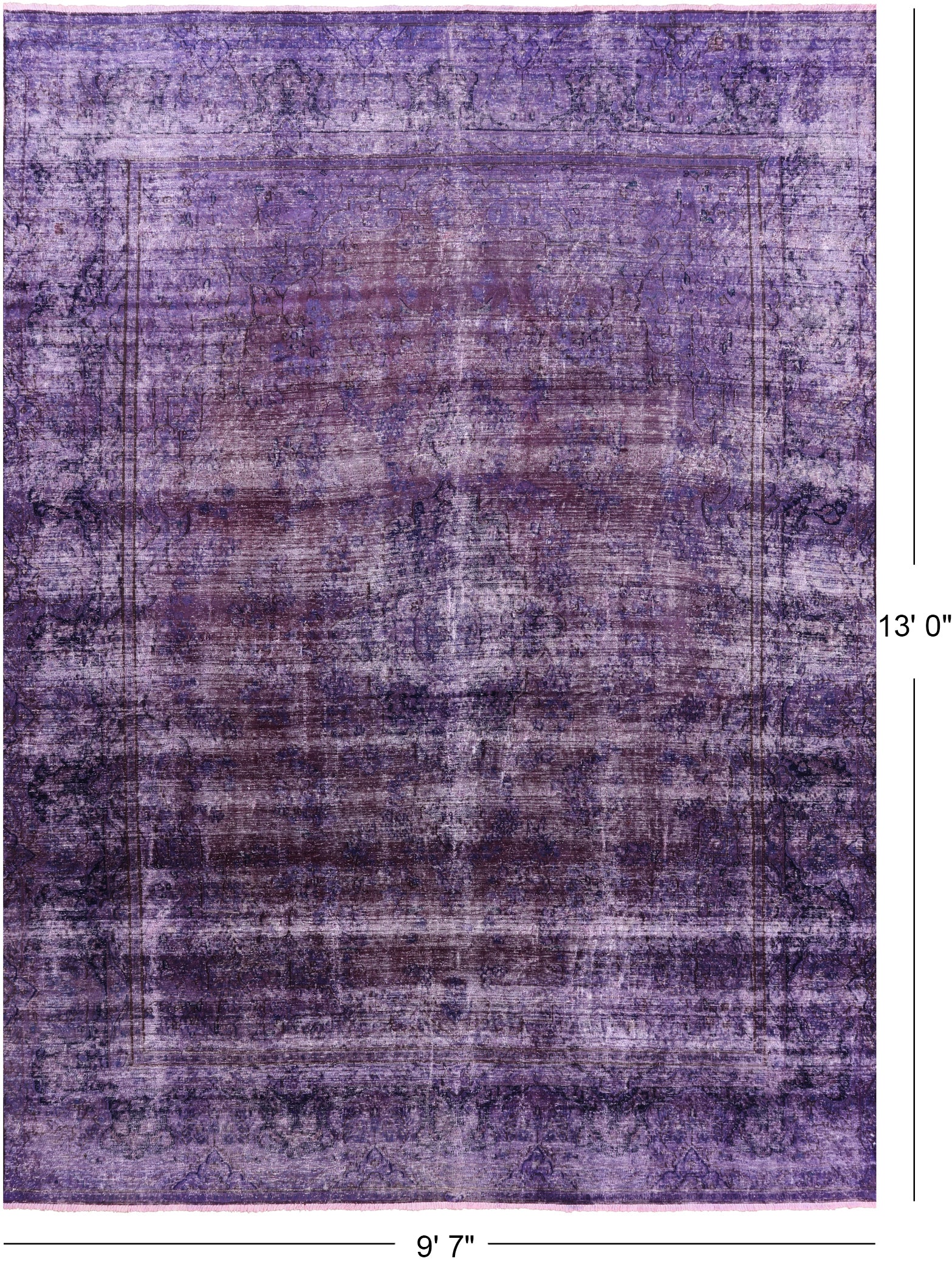 Purple Persian Overdyed Handmade Wool Area Rug - 9' 7" X 13' 0" - Golden Nile