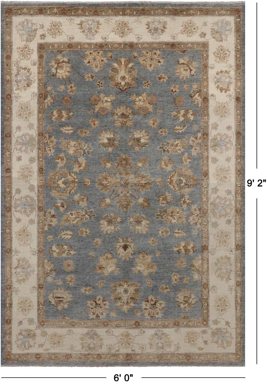 Turkish Oushak Hand Knotted Wool Rug - 6' 0" X 9' 2"