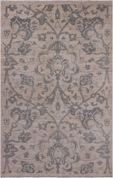 Ivory Peshawar Hand Knotted Wool Area Rug - 4' 2" X 6' 4"