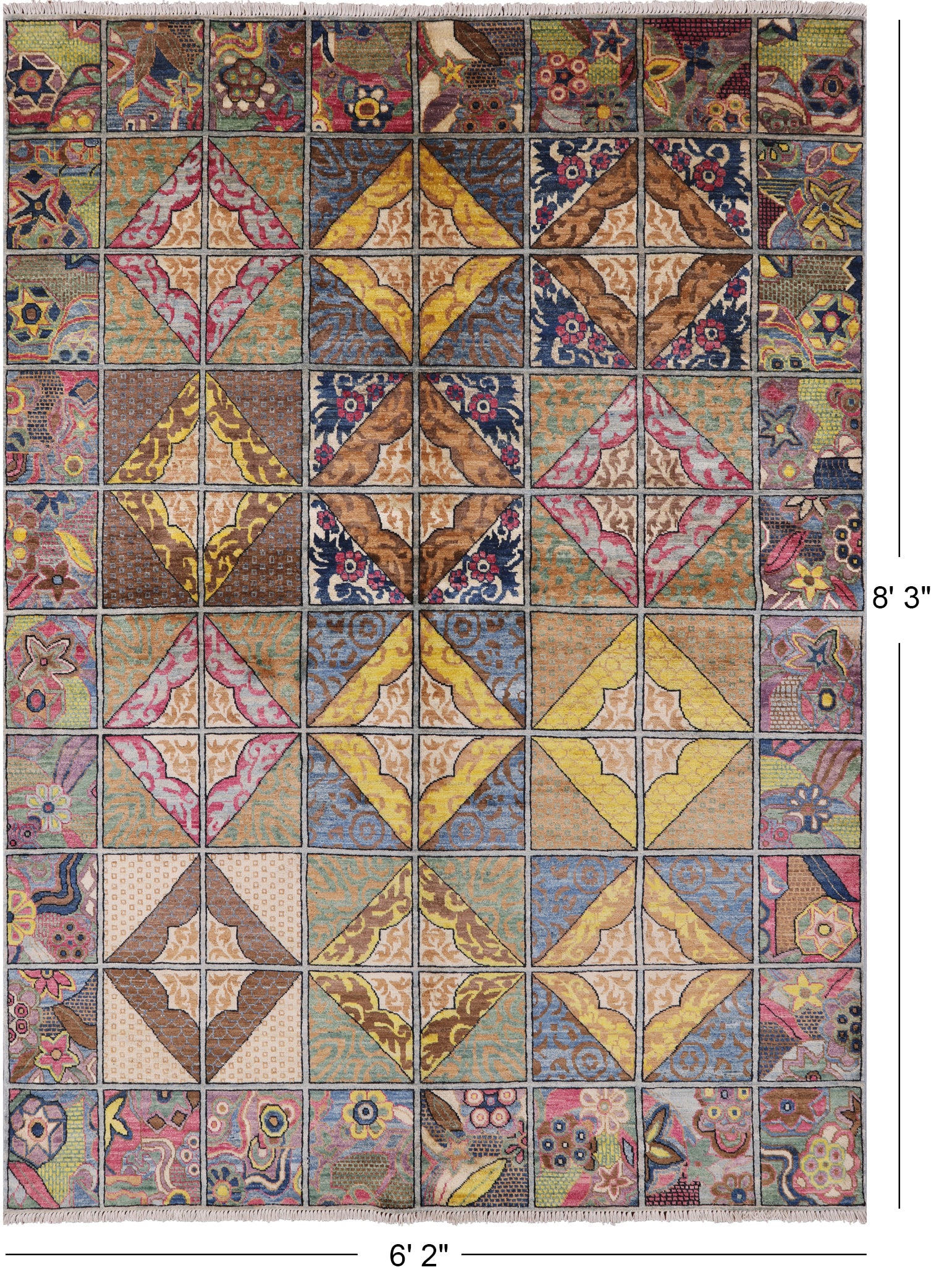 William Morris Handmade Wool Area Rug - 6' 2" X 8' 3" - Golden Nile