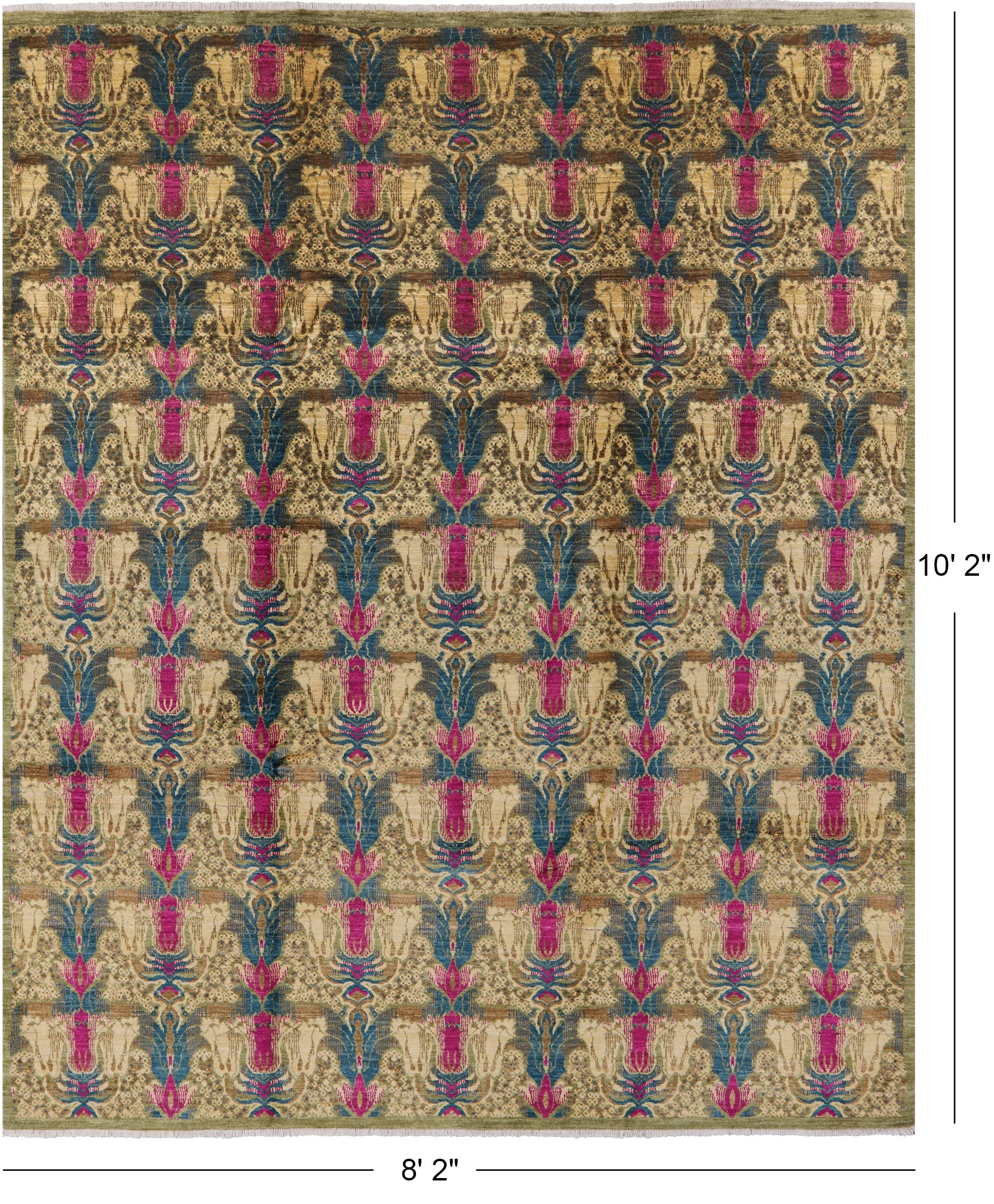 William Morris Hand Knotted Wool Area Rug - 8' 2" X 10' 2" - Golden Nile
