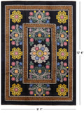 Black William Morris Hand Knotted Wool Area Rug - 9' 1" X 12' 4" - Golden Nile