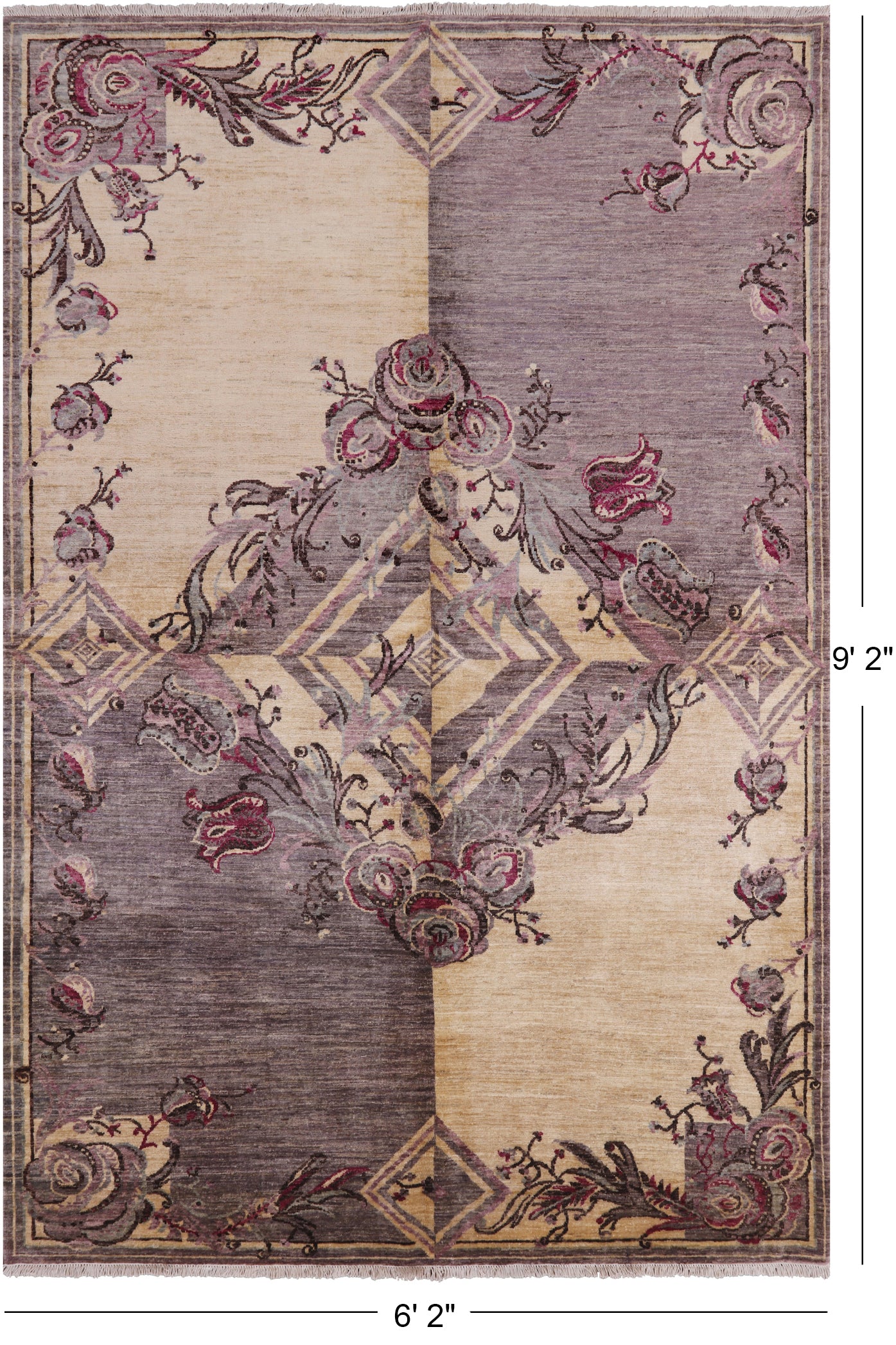 William Morris Handmade Wool Area Rug - 6' 2" X 9' 2" - Golden Nile