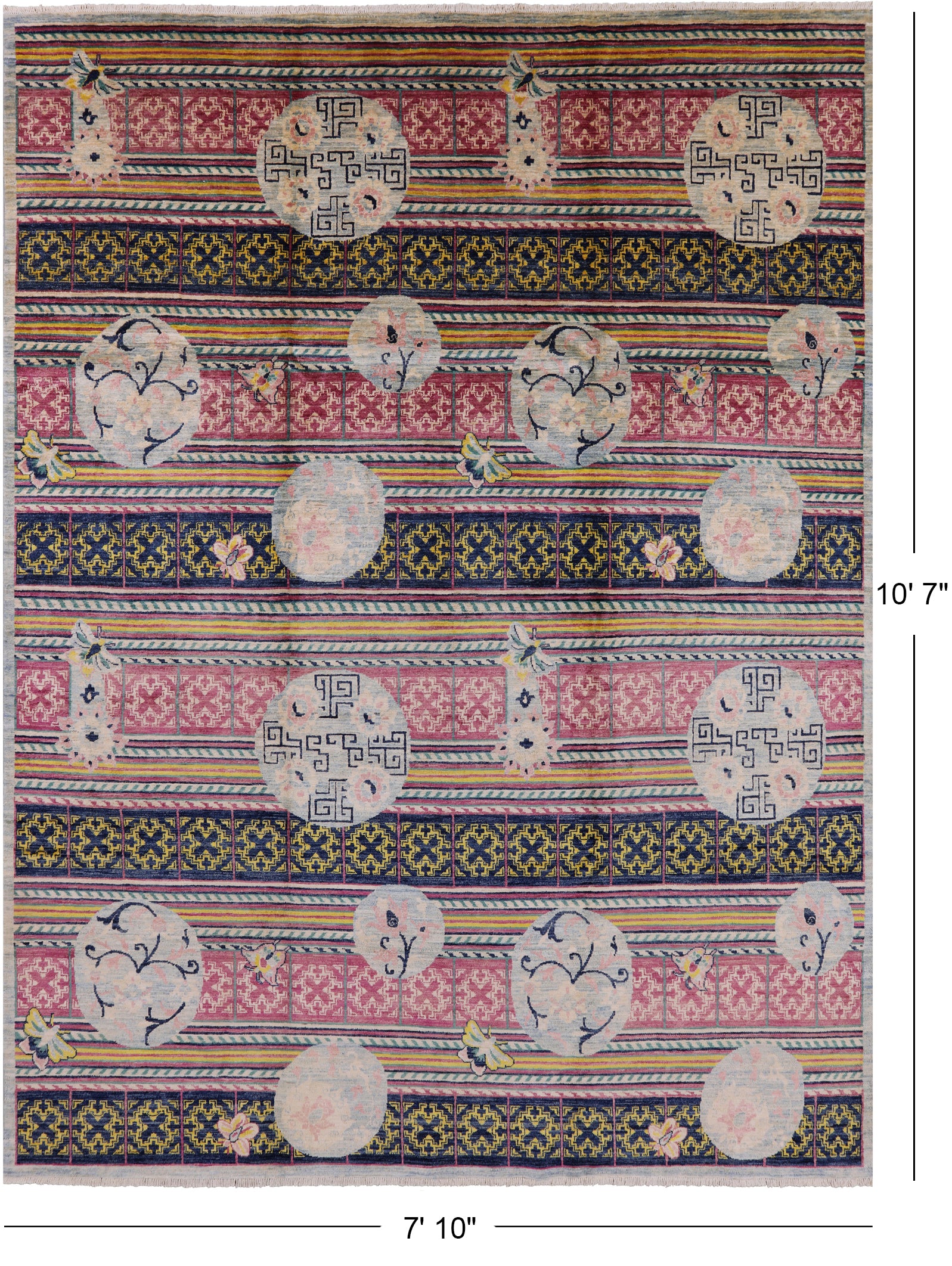 William Morris Handmade Wool Rug - 7' 10" X 10' 7" - Golden Nile