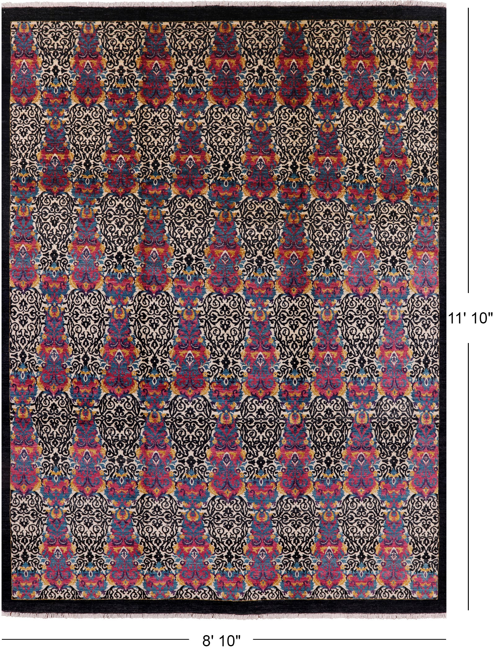 William Morris Handmade Wool Area Rug - 8' 10" X 11' 10" - Golden Nile