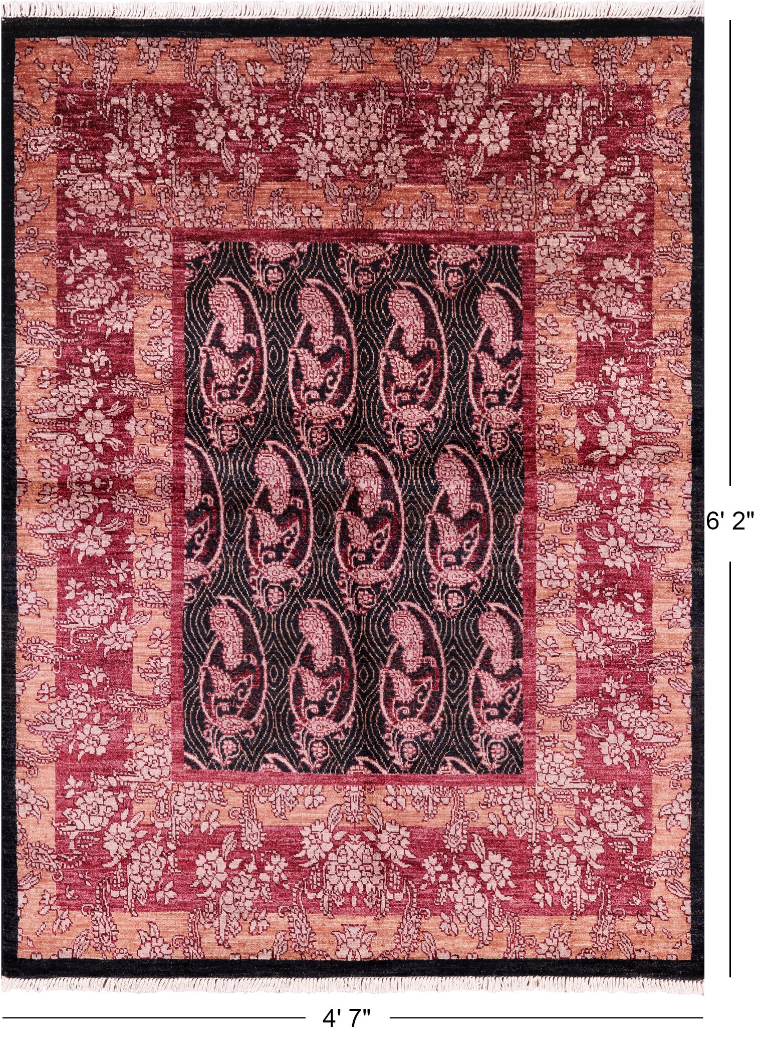 William Morris Handmade Wool Rug - 4' 7" X 6' 2" - Golden Nile