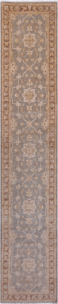 Grey Peshawar Handmade Wool Runner Rug - 2' 6" X 13' 3"