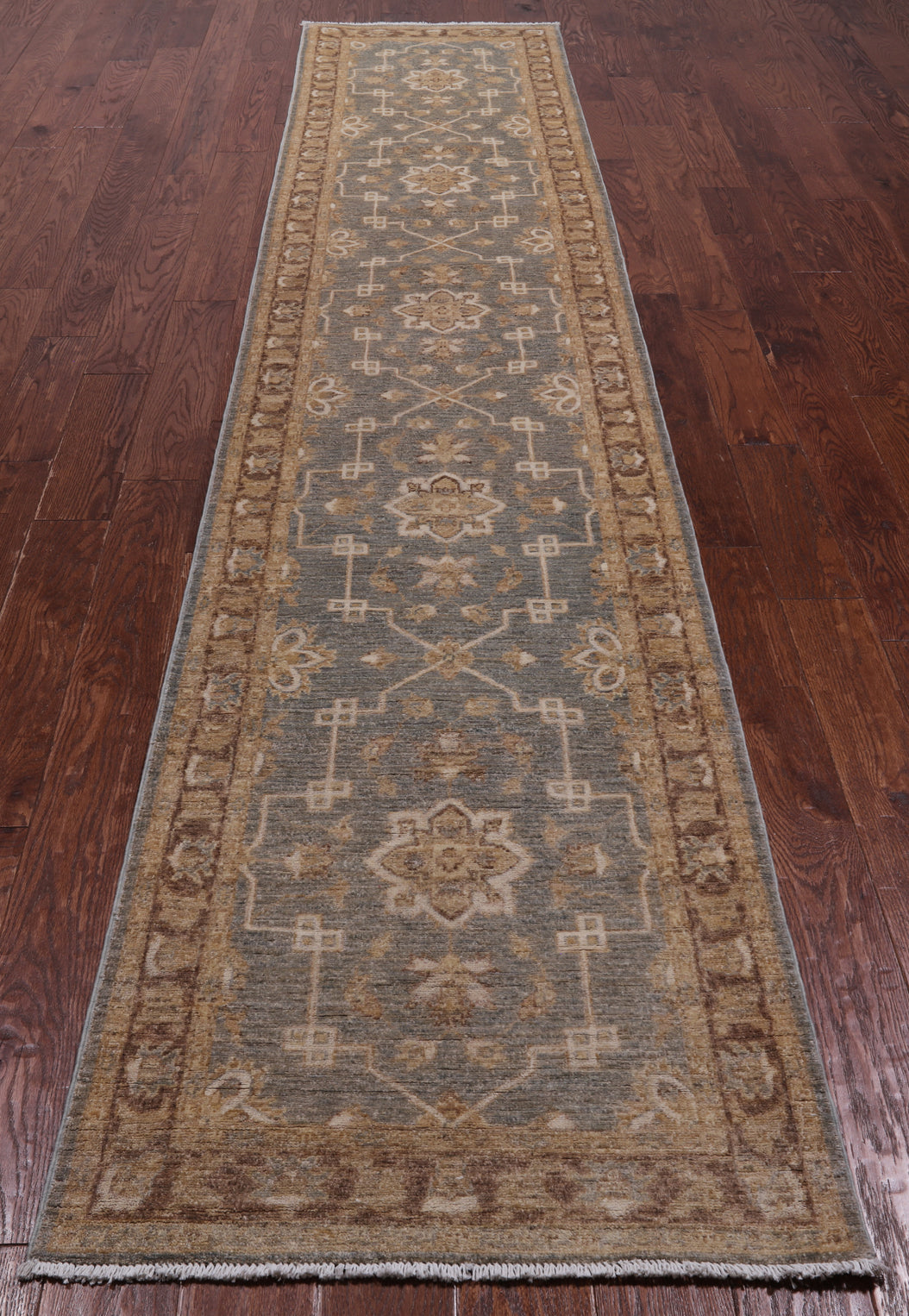 Grey Peshawar Handmade Wool Runner Rug - 2' 6" X 13' 3"