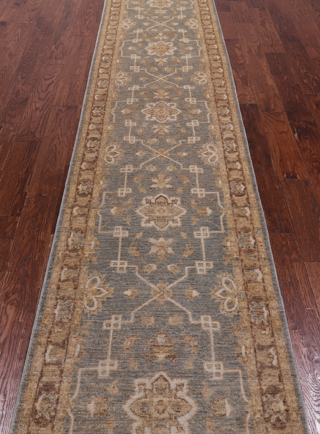 Grey Peshawar Handmade Wool Runner Rug - 2' 6" X 13' 3"
