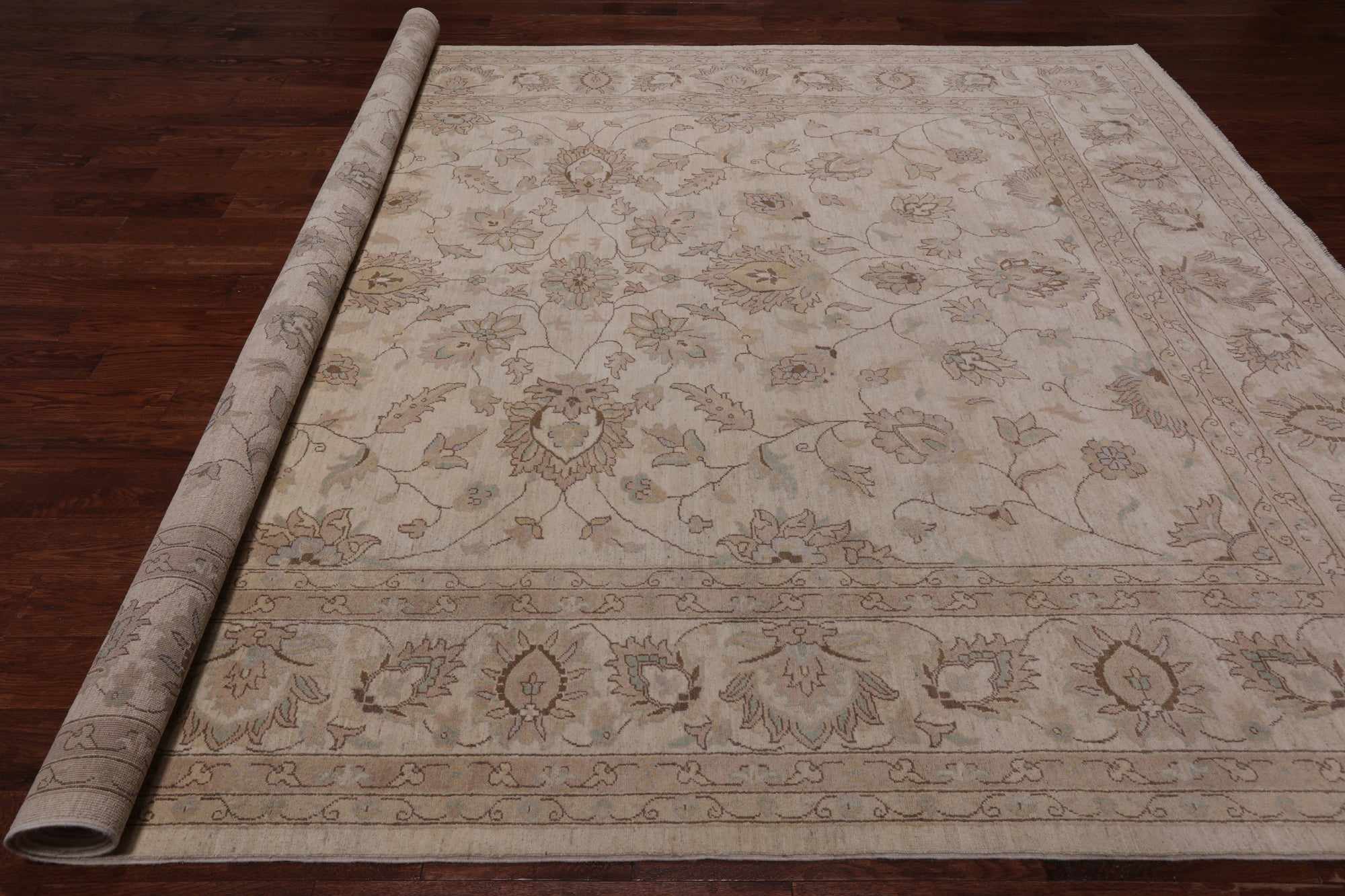 Ivory Peshawar Handmade Wool Rug - 9' 1" X 12' 0"
