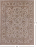 Ivory Peshawar Handmade Wool Rug - 9' 1" X 12' 0" - Golden Nile