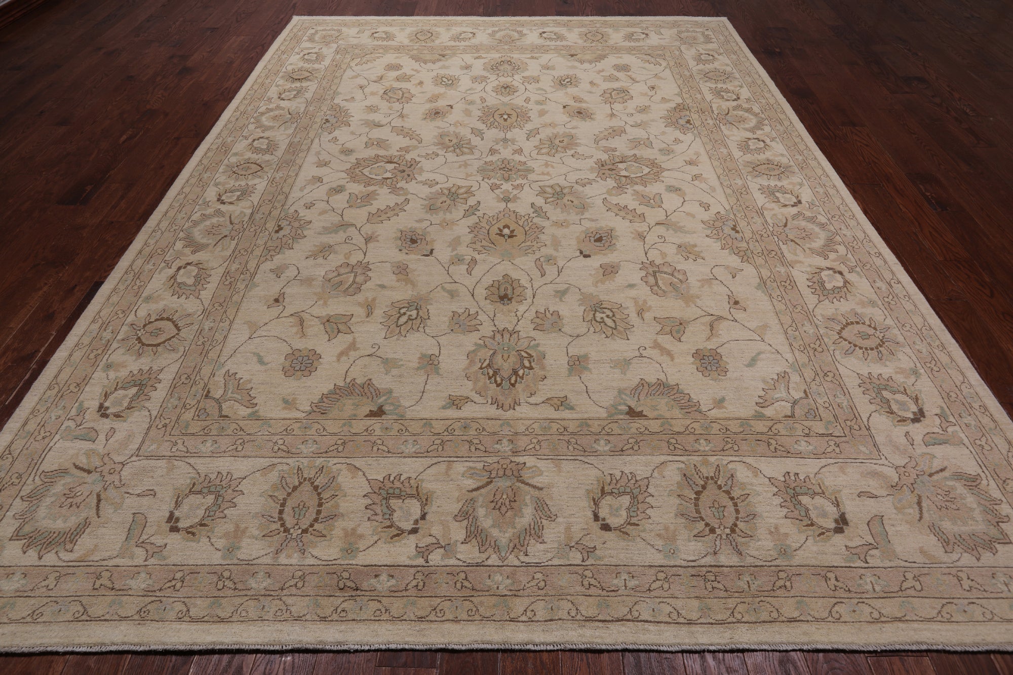 Ivory Peshawar Handmade Wool Rug - 9' 1" X 12' 0"