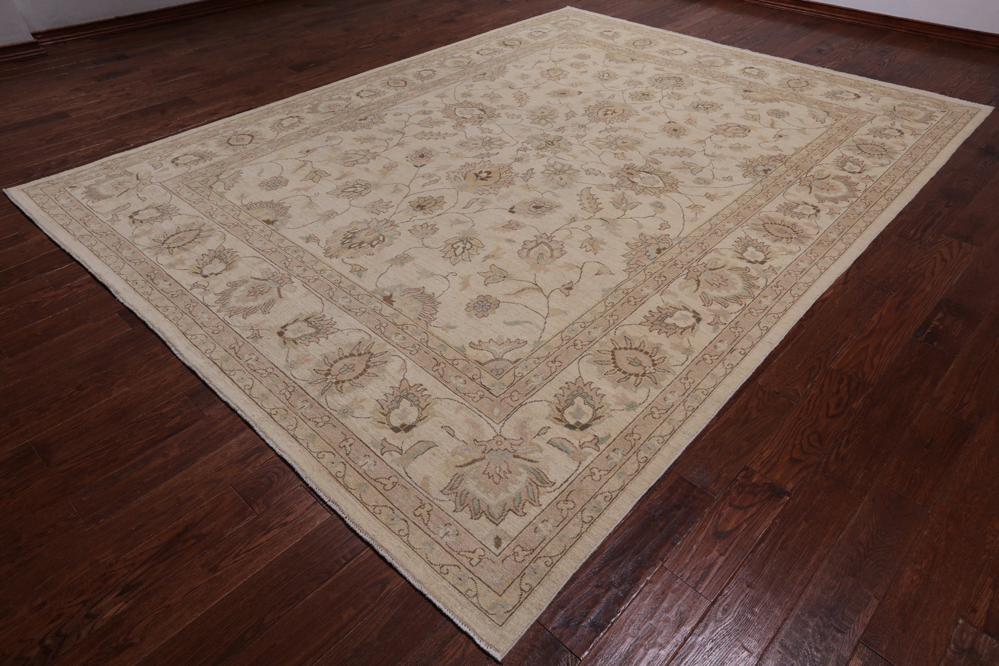 Ivory Peshawar Handmade Wool Rug - 9' 1" X 12' 0"