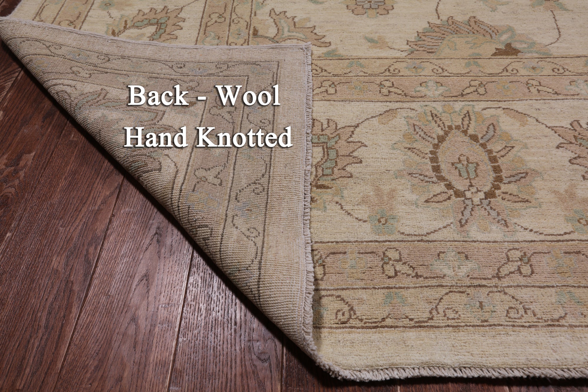 Ivory Peshawar Handmade Wool Rug - 9' 1" X 12' 0"