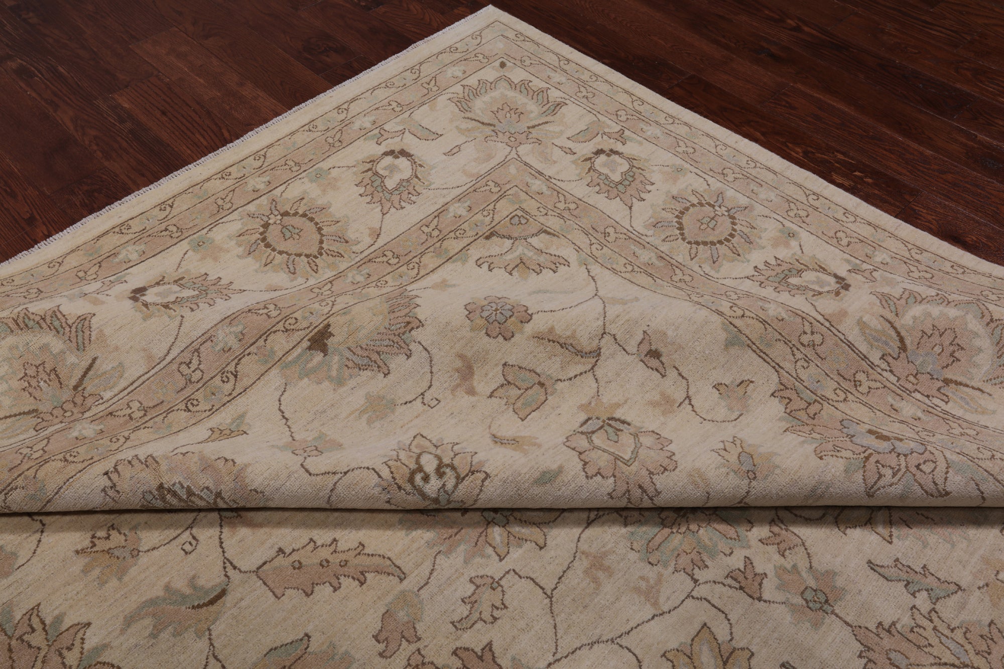 Ivory Peshawar Handmade Wool Rug - 9' 1" X 12' 0"