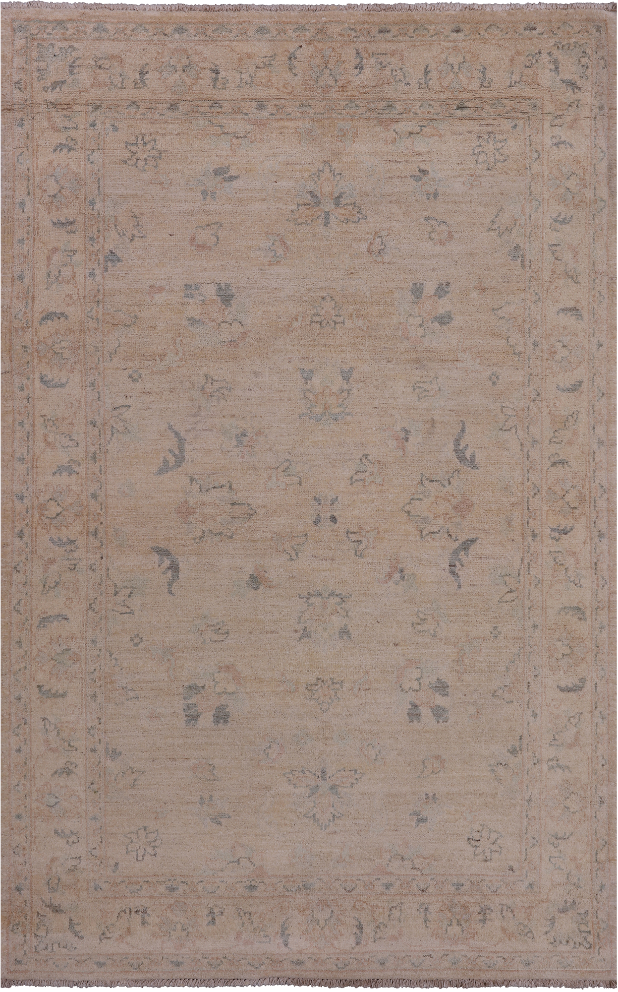 Ivory Turkish Oushak Hand Knotted Wool Rug - 3' 10" X 6' 0"