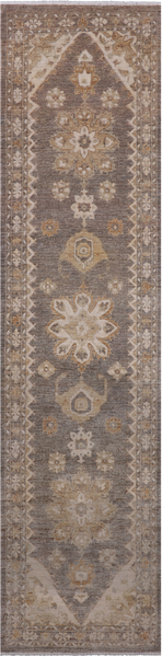 Grey Peshawar Handmade Wool Runner Rug - 2' 5" X 9' 10"