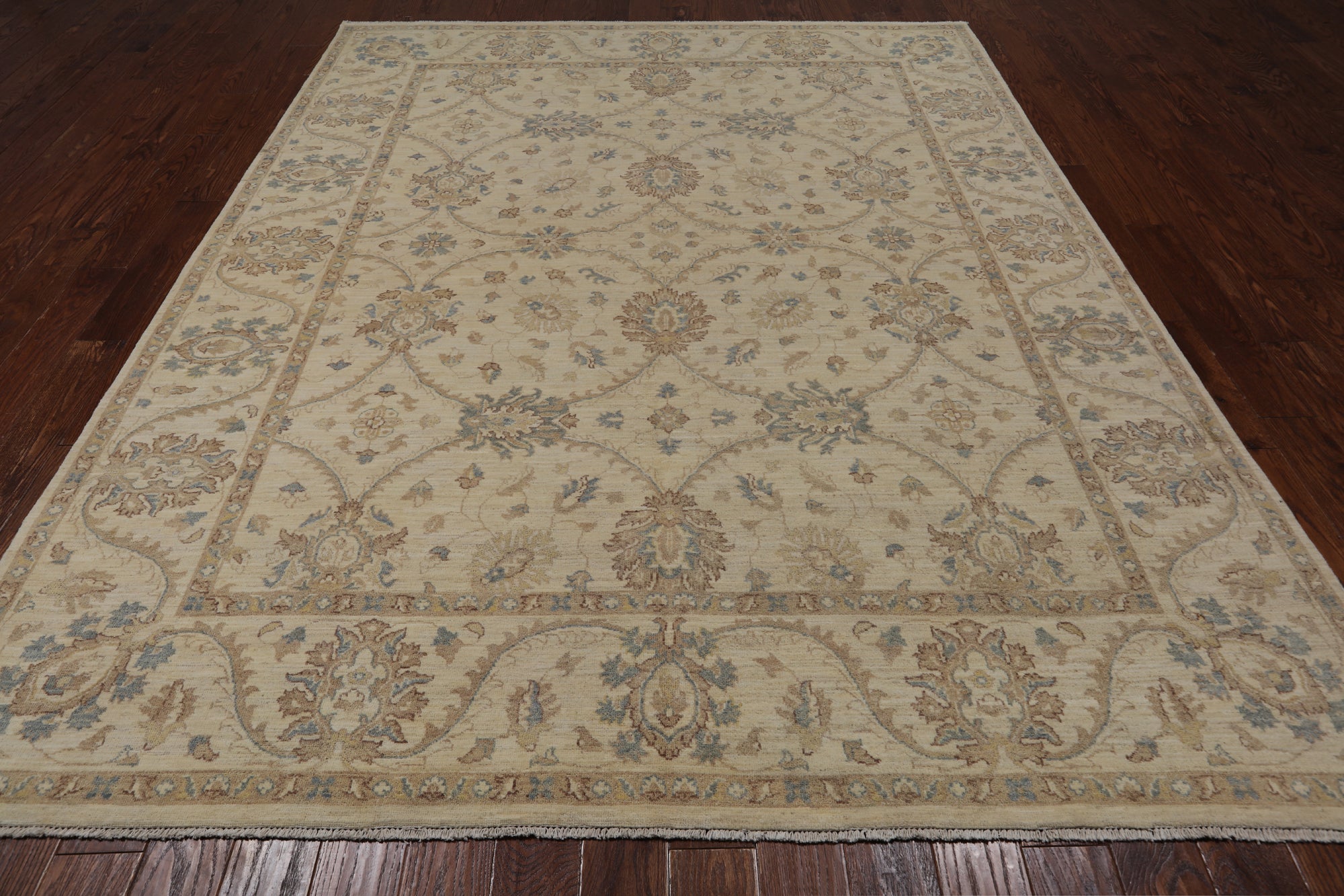 Ivory Turkish Oushak Hand Knotted Wool Area Rug - 8' 2" X 10' 0"
