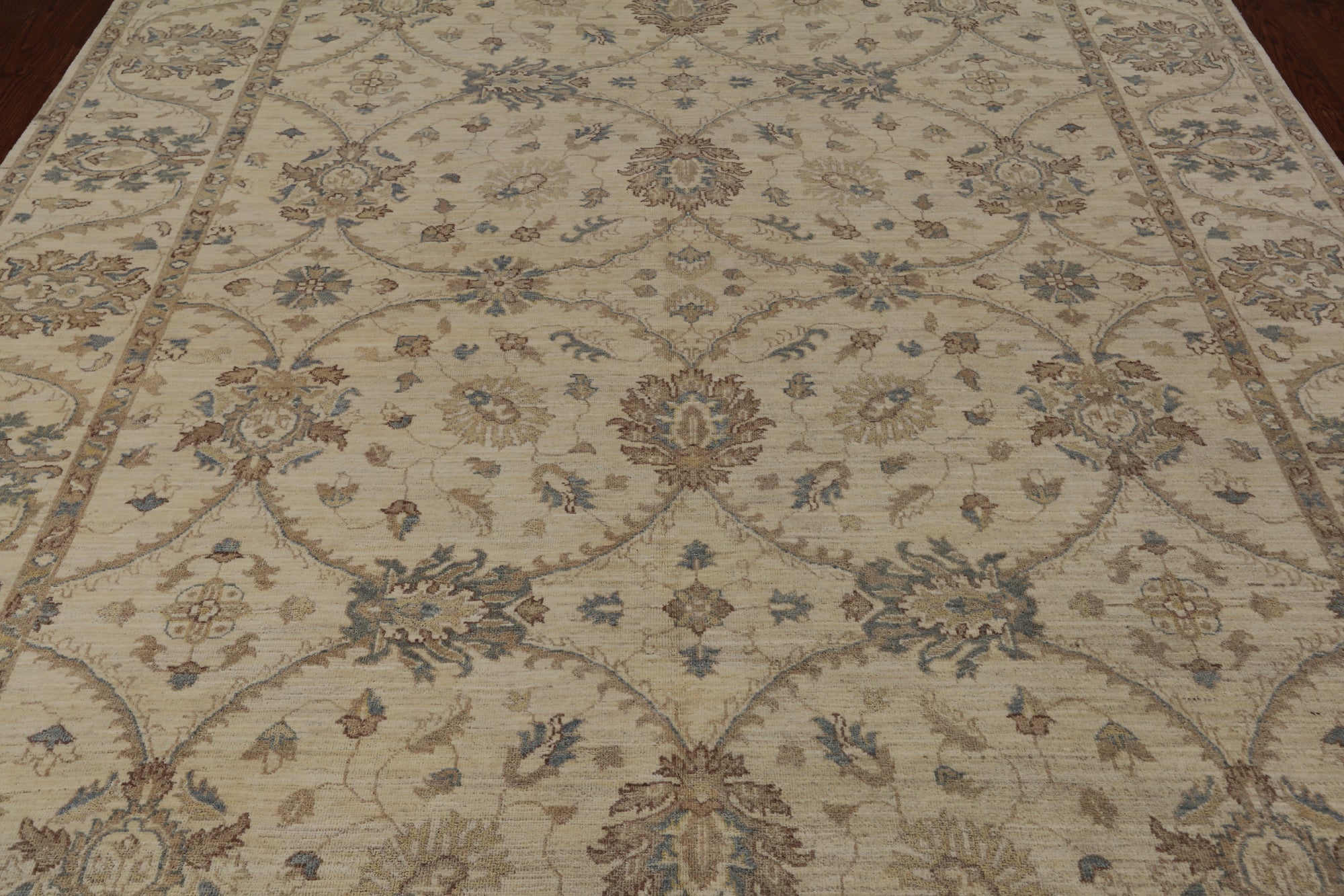 Ivory Turkish Oushak Hand Knotted Wool Area Rug - 8' 2" X 10' 0"