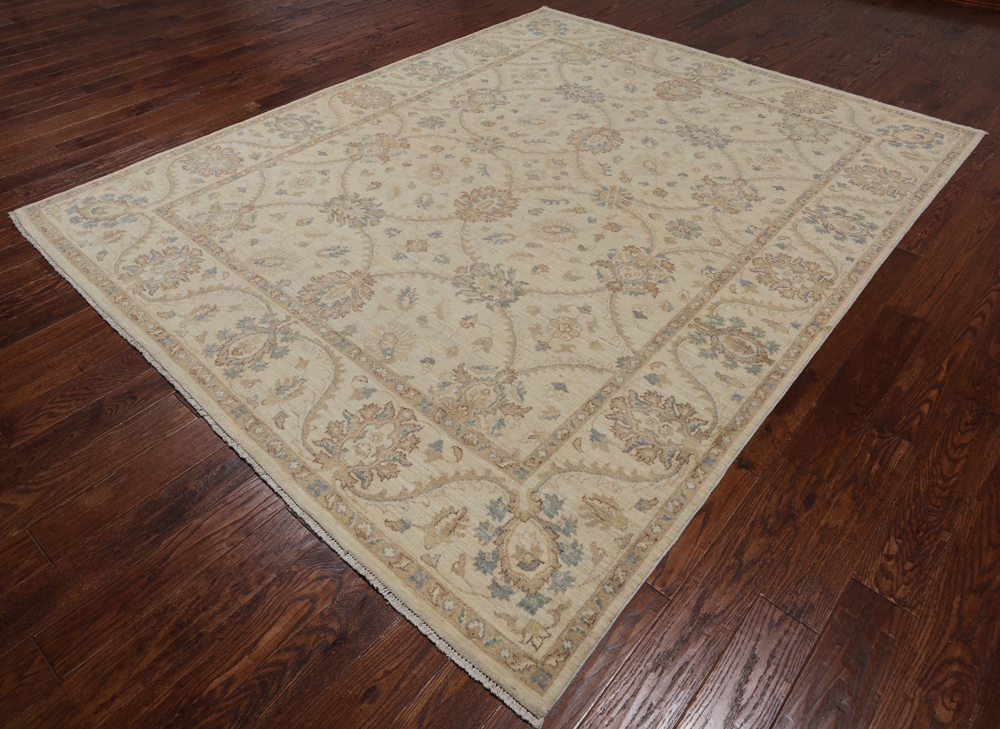 Ivory Turkish Oushak Hand Knotted Wool Area Rug - 8' 2" X 10' 0"