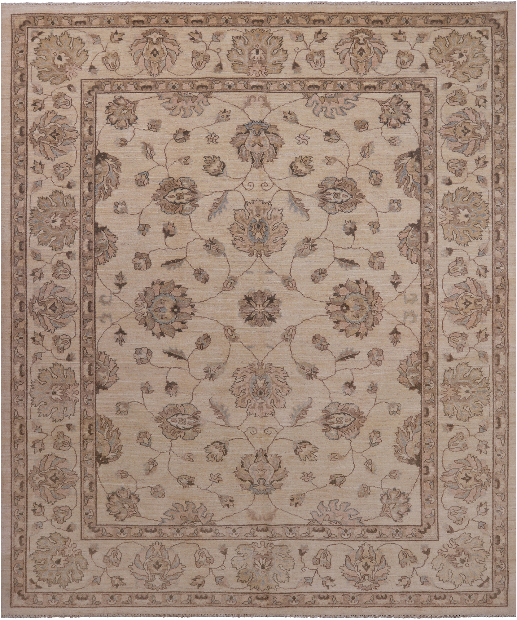 Ivory Turkish Oushak Handmade Wool Area Rug - 8' 3" X 9' 10"