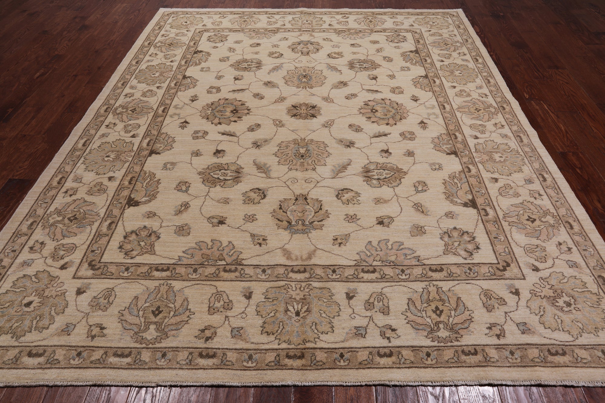 Ivory Turkish Oushak Handmade Wool Area Rug - 8' 3" X 9' 10"