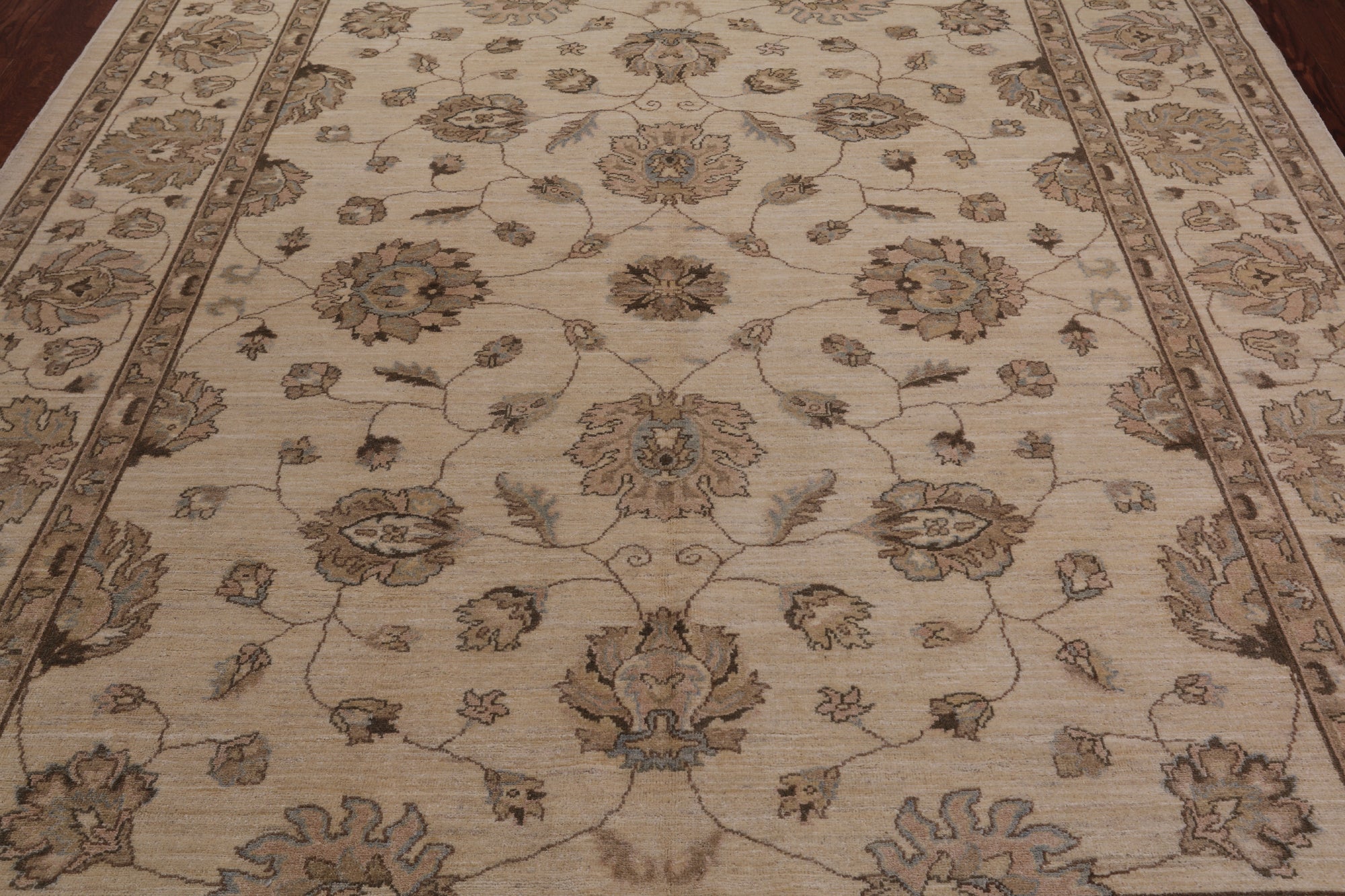 Ivory Turkish Oushak Handmade Wool Area Rug - 8' 3" X 9' 10"