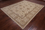 Ivory Turkish Oushak Handmade Wool Area Rug - 8' 3" X 9' 10"