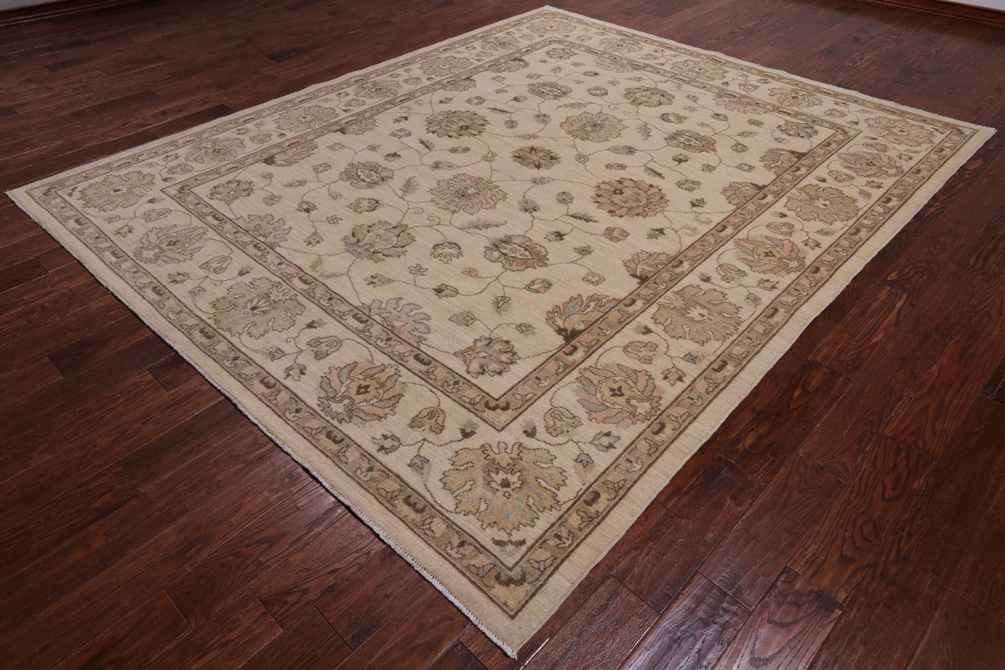 Ivory Turkish Oushak Handmade Wool Area Rug - 8' 3" X 9' 10"