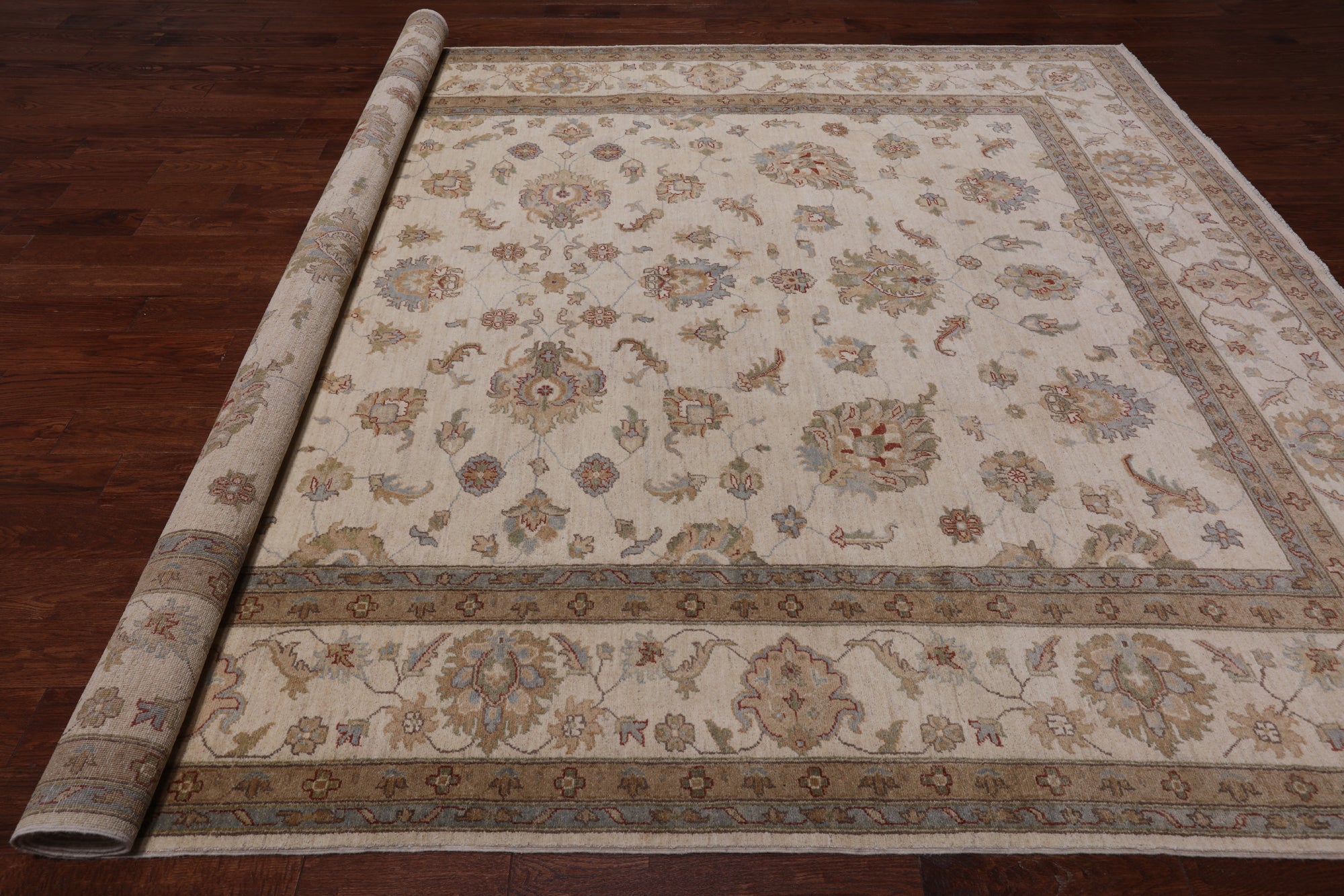 Ivory Persian Hand Knotted Wool Area Rug - 8' 10" X 12' 5"