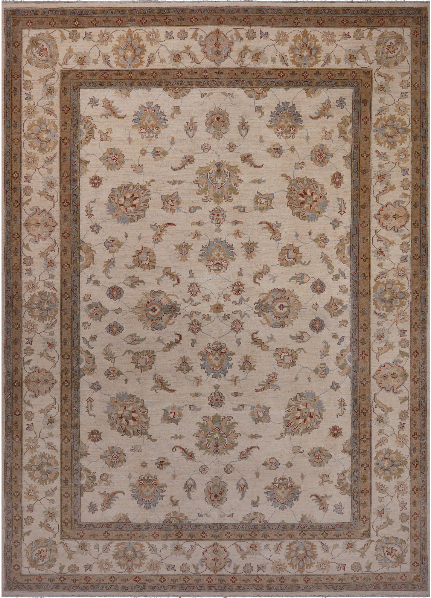 Ivory Persian Hand Knotted Wool Area Rug - 8' 10" X 12' 5"
