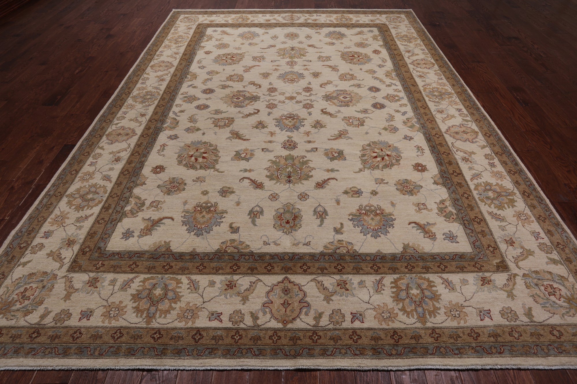 Ivory Persian Hand Knotted Wool Area Rug - 8' 10" X 12' 5"