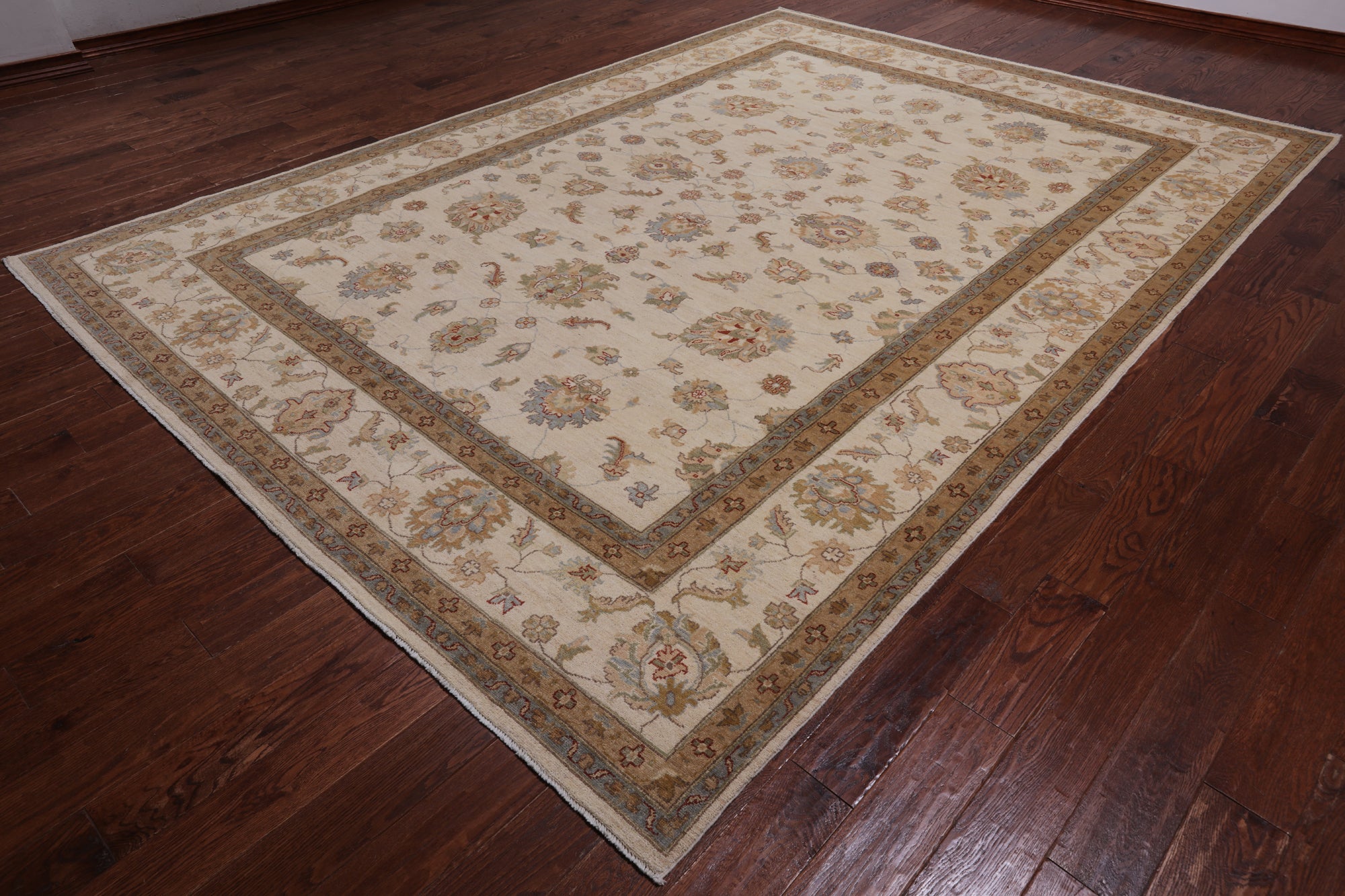 Ivory Persian Hand Knotted Wool Area Rug - 8' 10" X 12' 5"