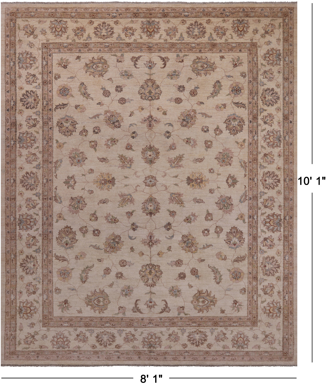 Ivory Persian Handmade Area Rug - 8' 1" X 10' 1"