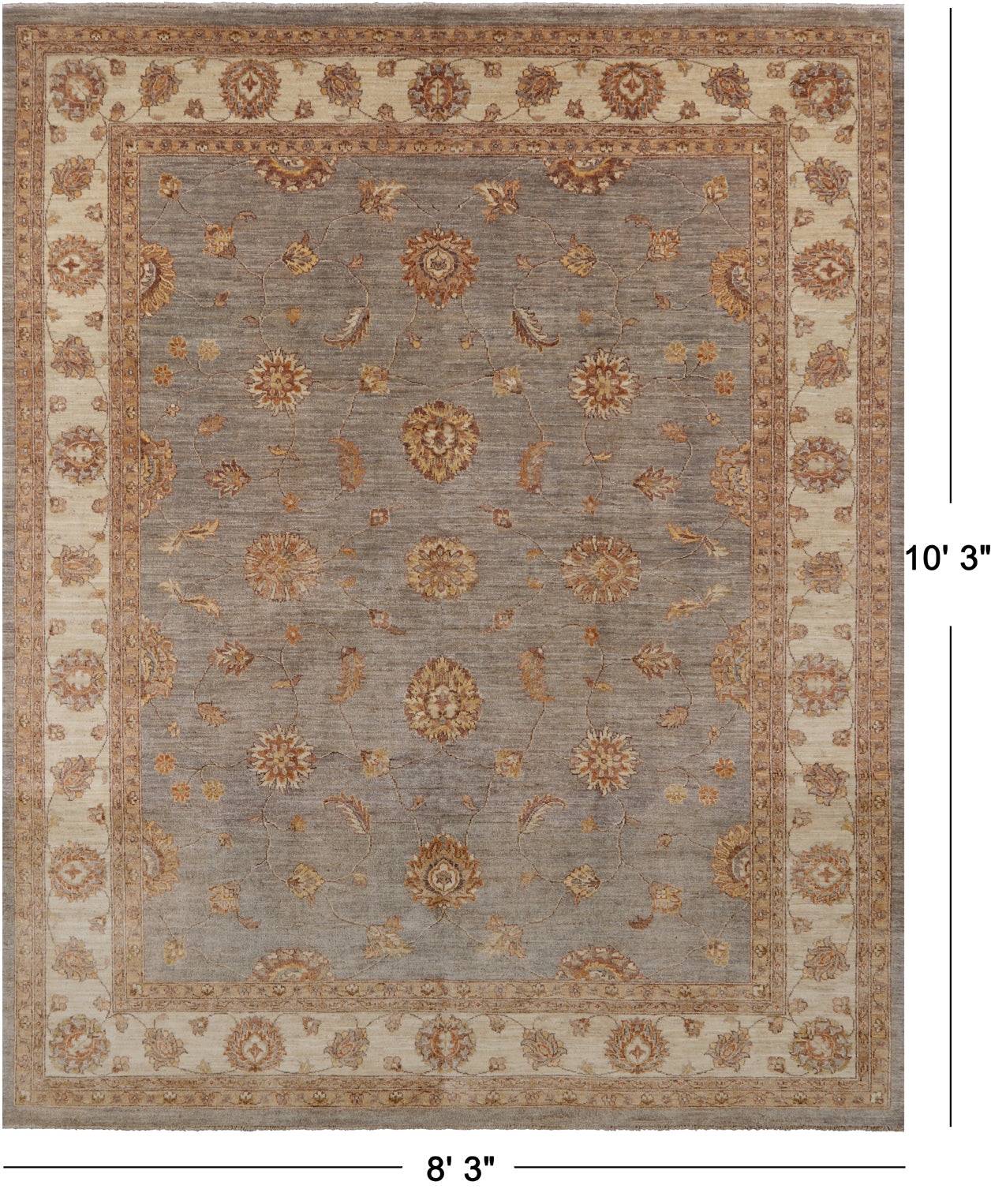 Persian Hand Knotted Wool Area Rug - 8' 3" X 10' 3"