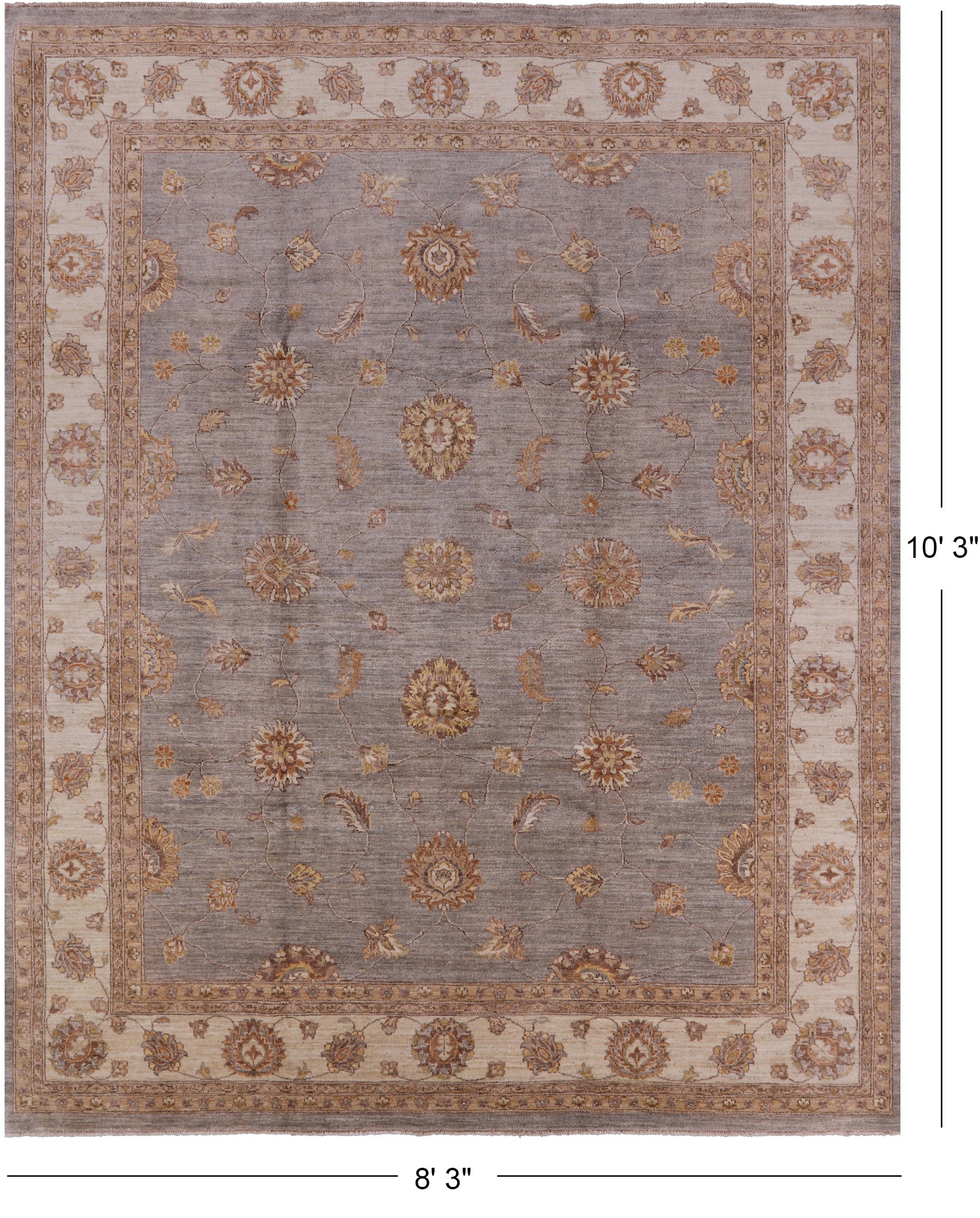 Persian Hand Knotted Wool Area Rug - 8' 3" X 10' 3" - Golden Nile