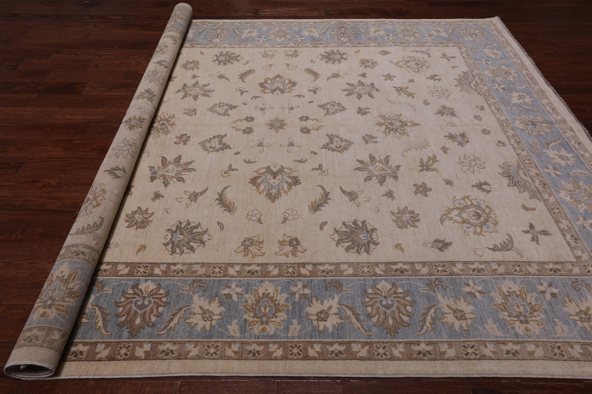Ivory Persian Hand Knotted Wool Area Rug - 8' 2" X 9' 10"