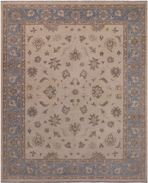 Ivory Persian Hand Knotted Wool Area Rug - 8' 2" X 9' 10"