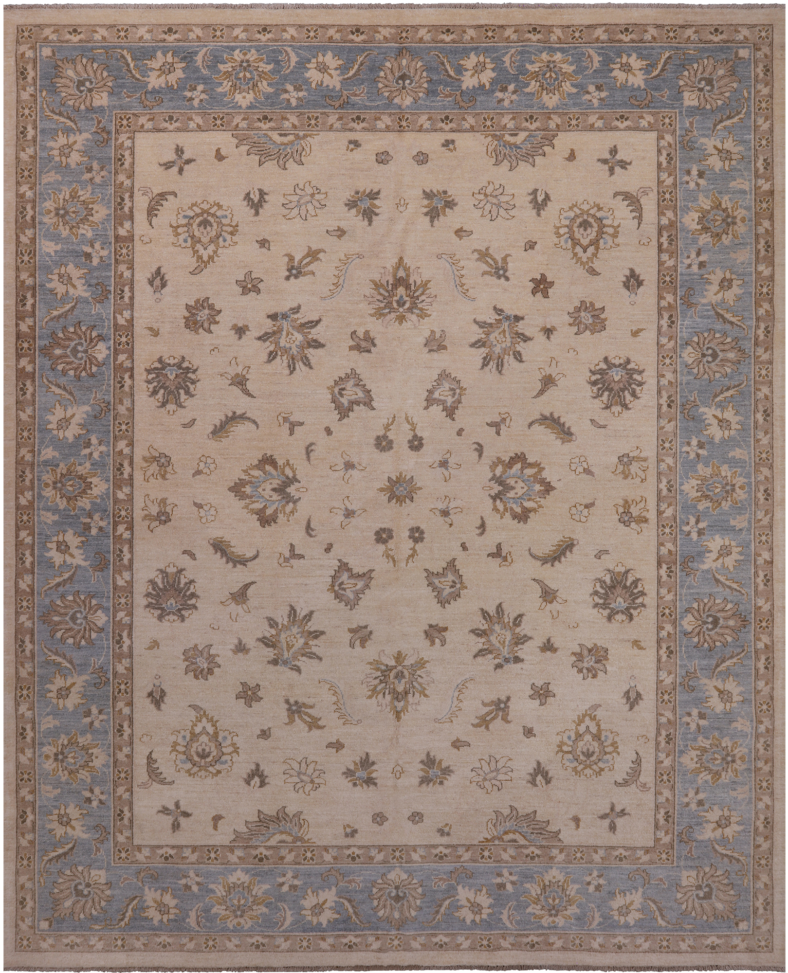 Ivory Persian Hand Knotted Wool Area Rug - 8' 2" X 9' 10"