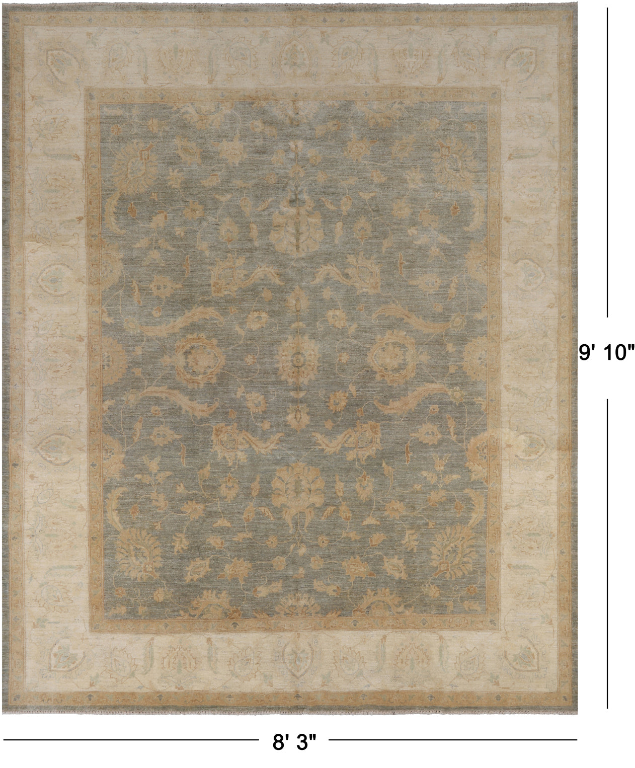 Persian Hand Knotted Wool Area Rug - 8' 3" X 9' 10"
