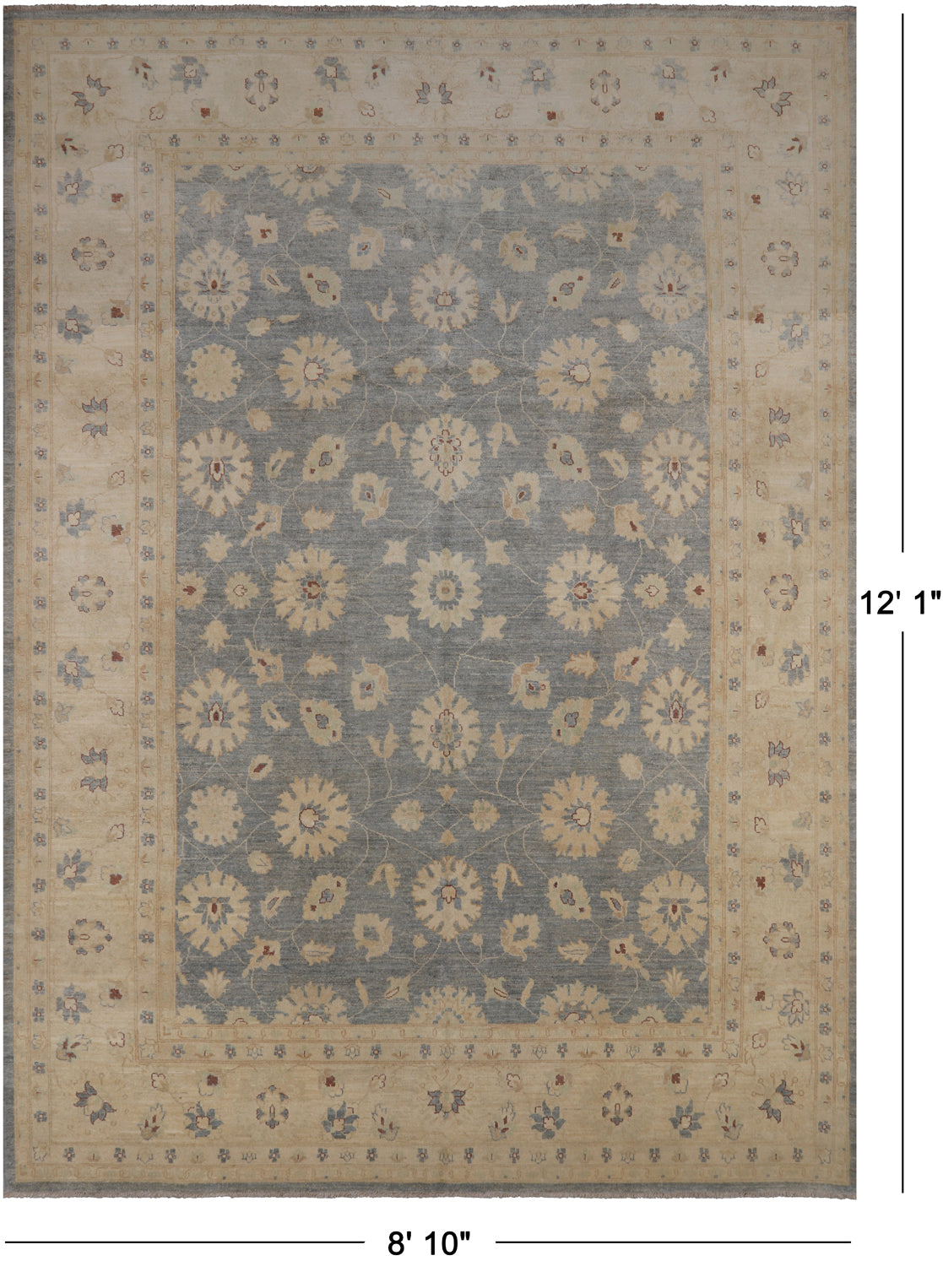 Grey Turkish Oushak Handmade Wool Rug - 8' 10" X 12' 1"