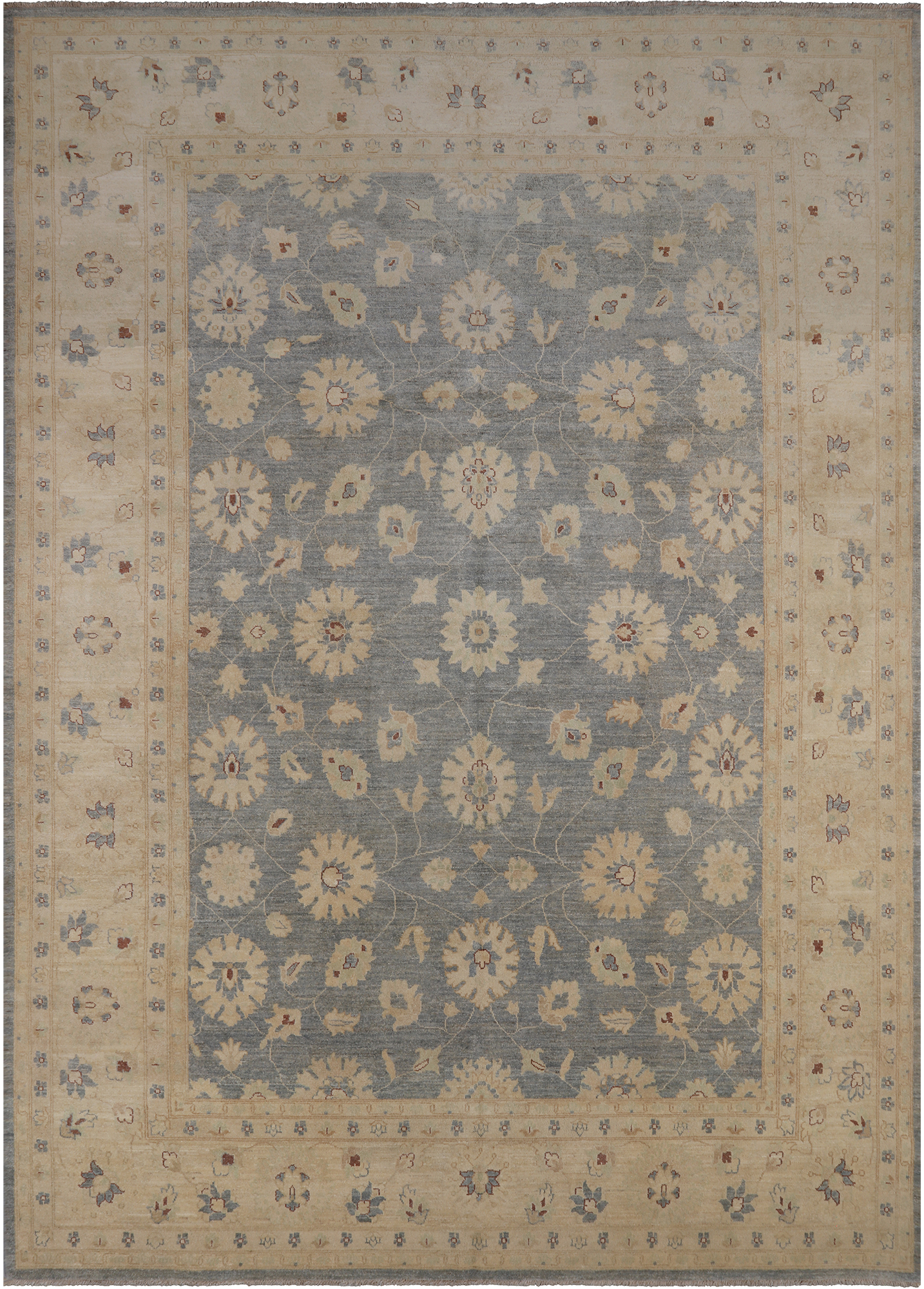 Grey Turkish Oushak Handmade Wool Rug - 8' 10" X 12' 1"